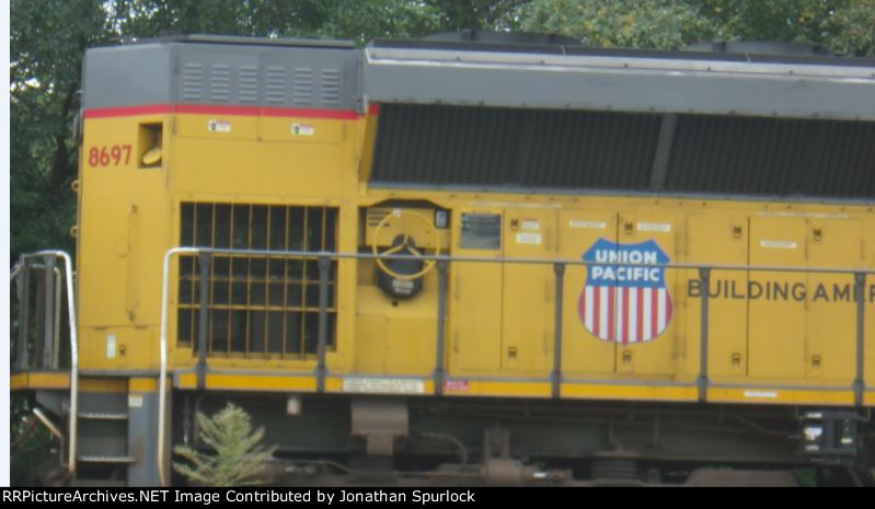 UP 8697, detail view of brake wheel